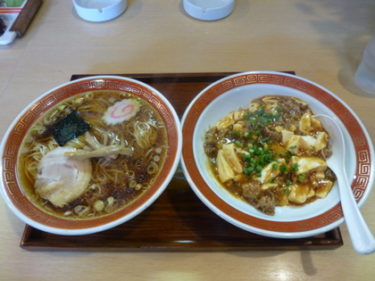 鶏ガラ醤油ラーメンと麻婆丼のセットがお得 大信中華料理店